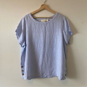 Cynthia Rowley Pale Blue Linen Top